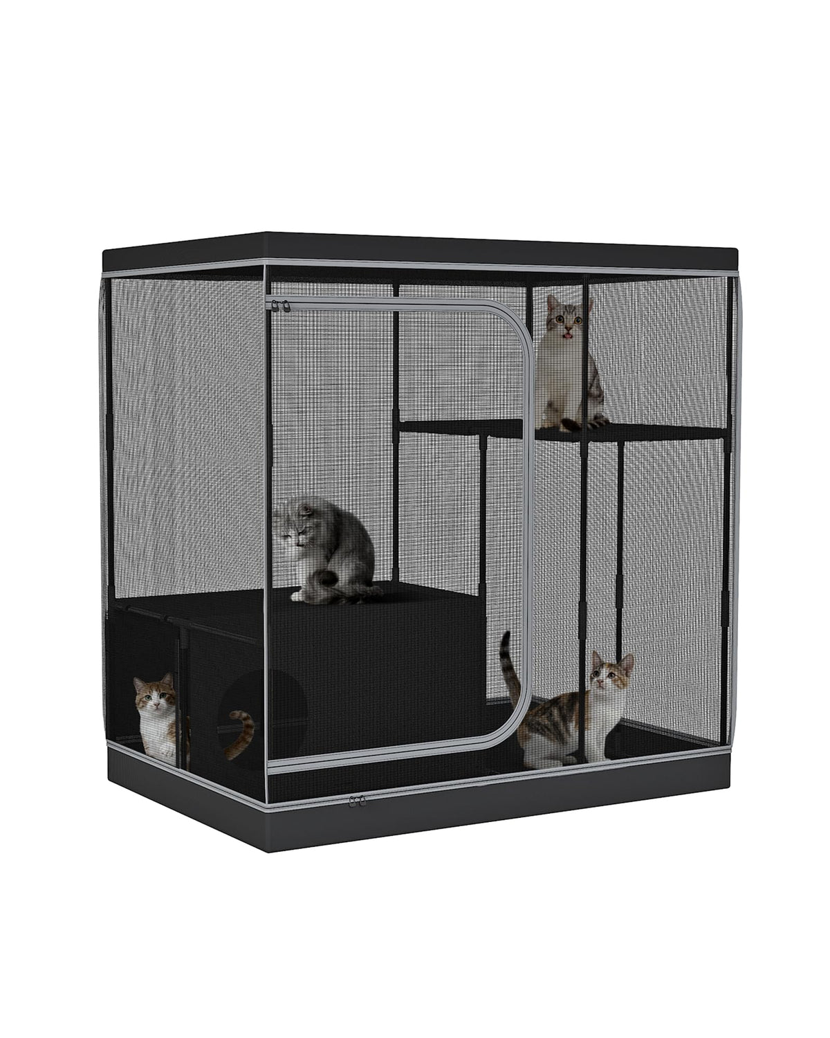 DINMO jaula grande para gatos, interior amplio para descanso y juego seguro.