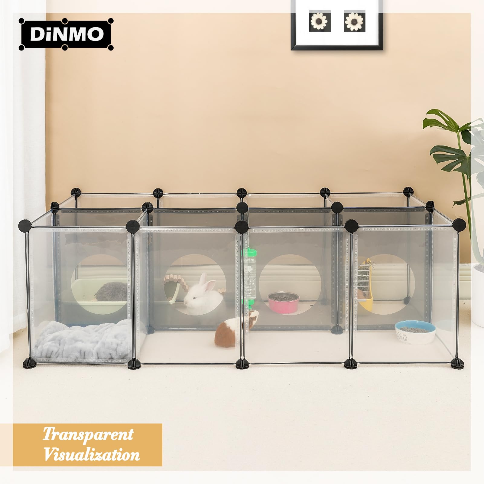 DINMO jaula-hamsters visualización frontal para seguimiento y interacción cercana.