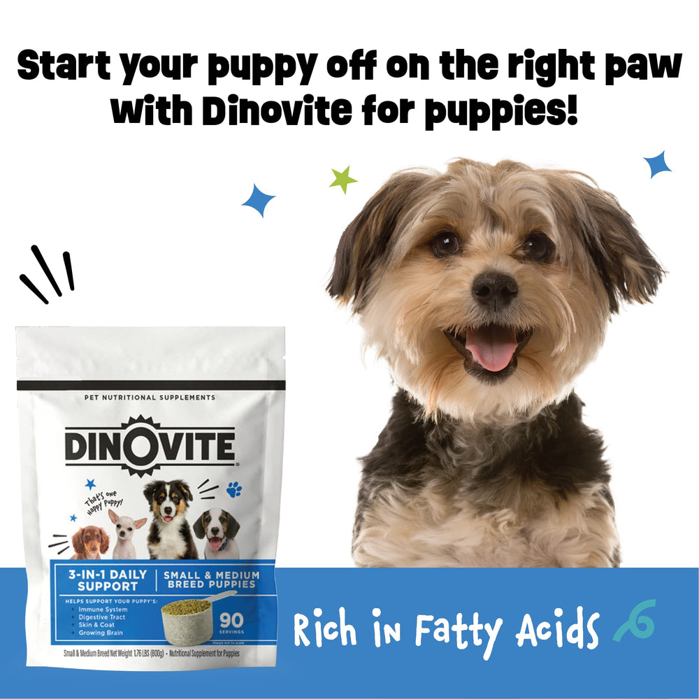 Dinovite 3 en 1 Probiótico, desarrollo de articulaciones y DHA para cachorros