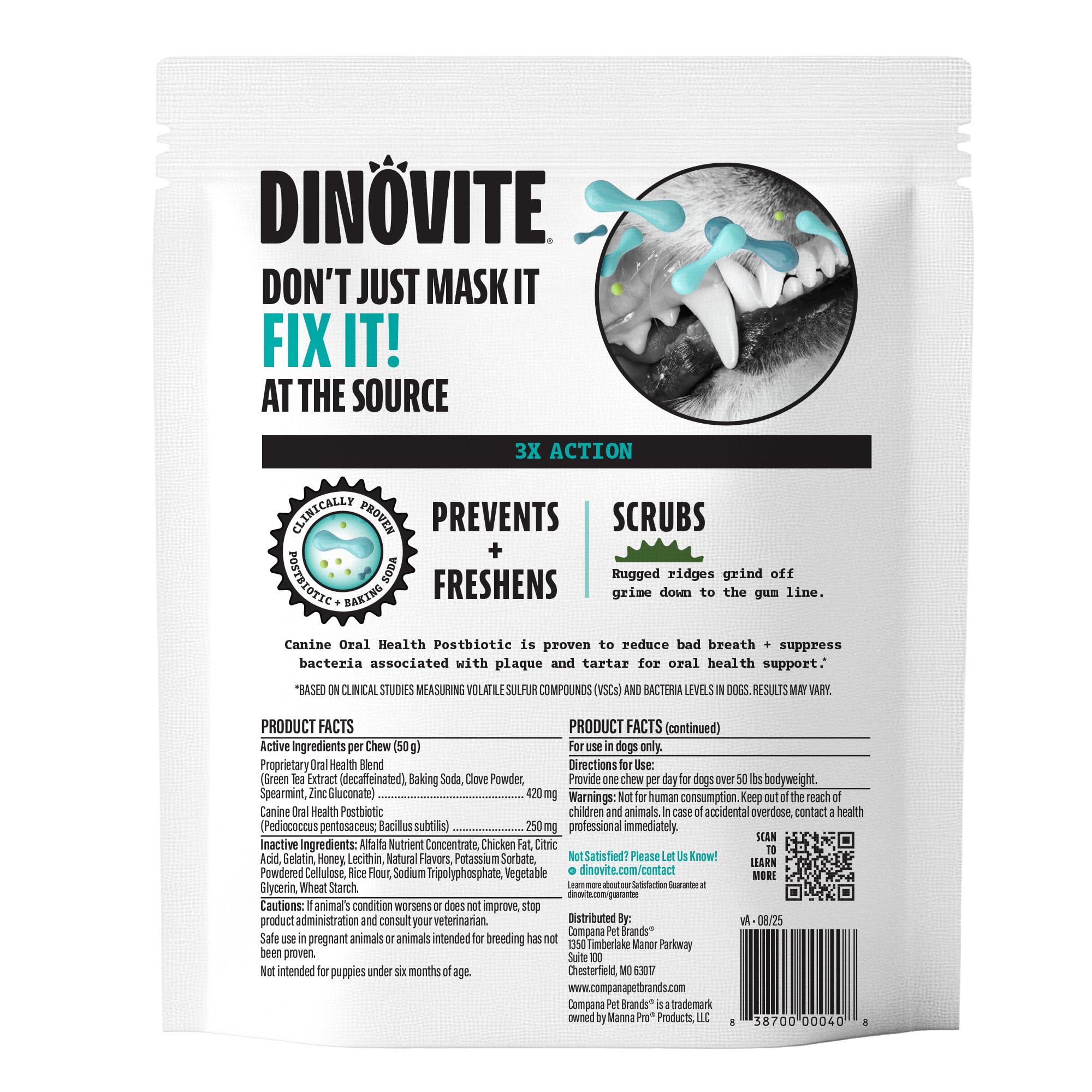 Hecho en Estados Unidos, mastic dental para perros grandes de Dinovite