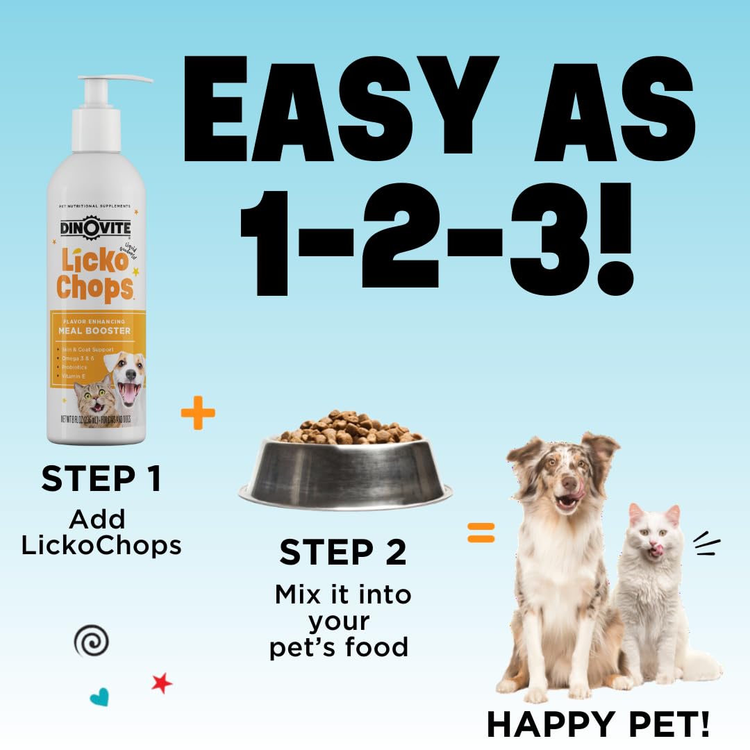 Dinovite Lickochops, probiótIcos en la etiqueta, promueven salud digestiva para mascotas.