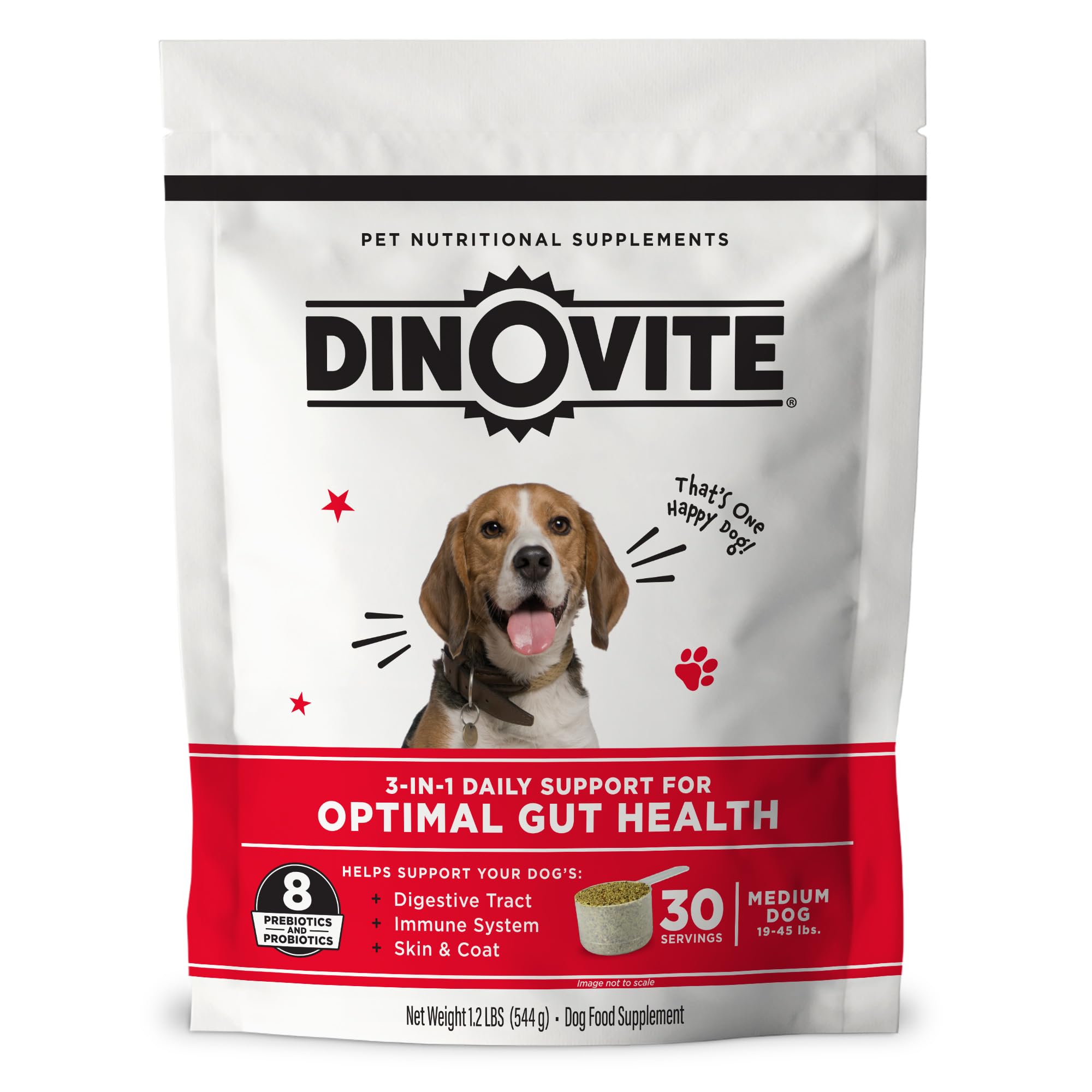 Dinovite Probiotico para perro mediano, envase vertido, apoyo digestivo para perros medianos