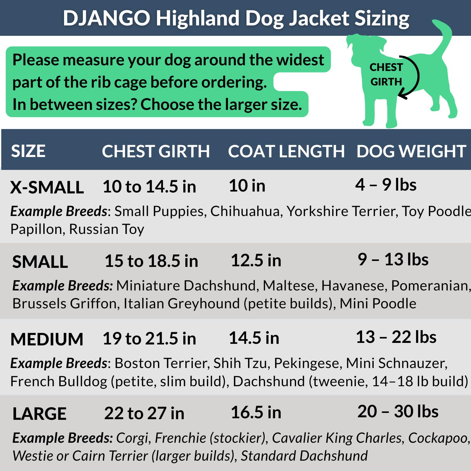 DJANGO Highland chaqueta-perro cierre velcro en vientre para vestir rápido.