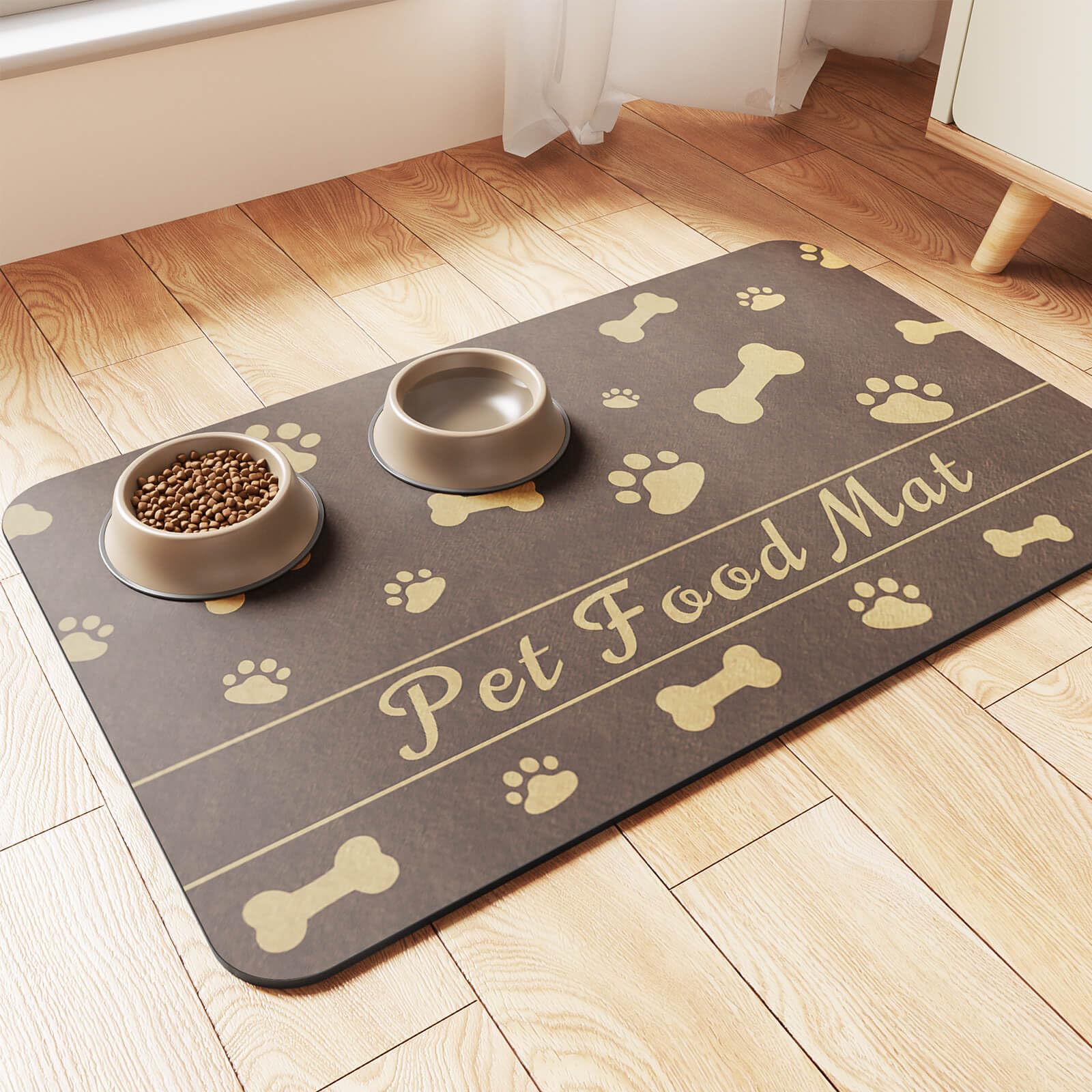 DK177 alfombrilla absorbente para mascotas mantiene seca la zona de comida.