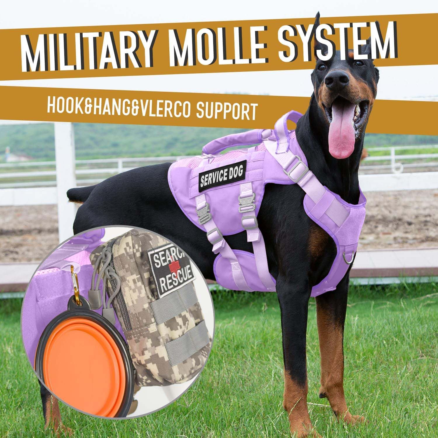 DNALLRINO panel Velcro para parches, incluido el parche SERVICE DOG.