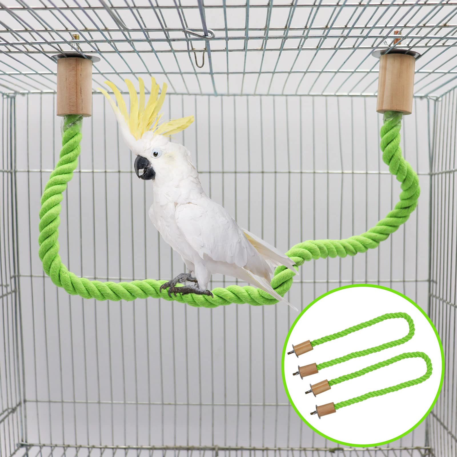 Percha de cuerda de cáñamo Dnoifne, conjunto de dos piezas para aves.