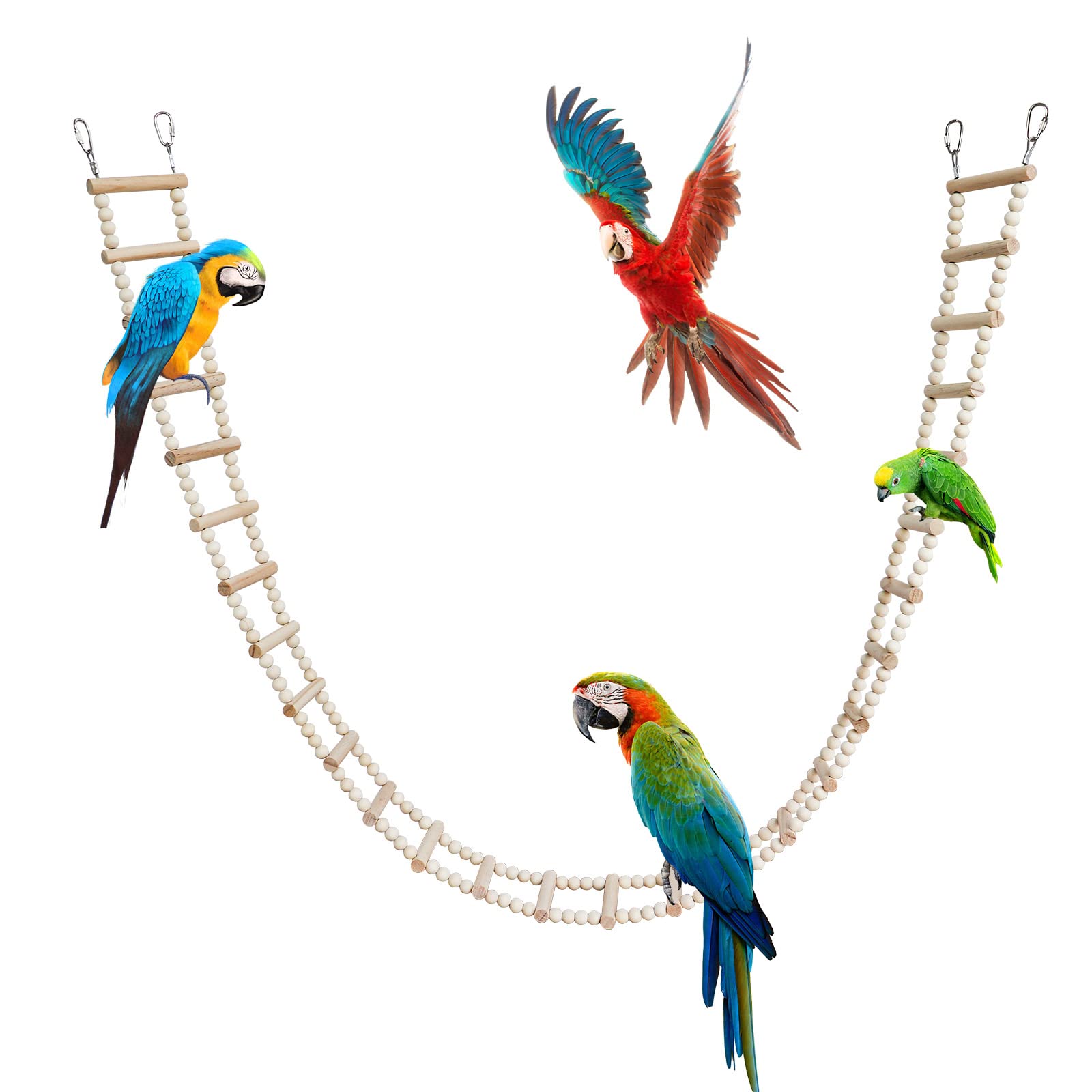 Puente-escalera de 28 pasos Dnoifne para aves, promueve ejercicio seguro.