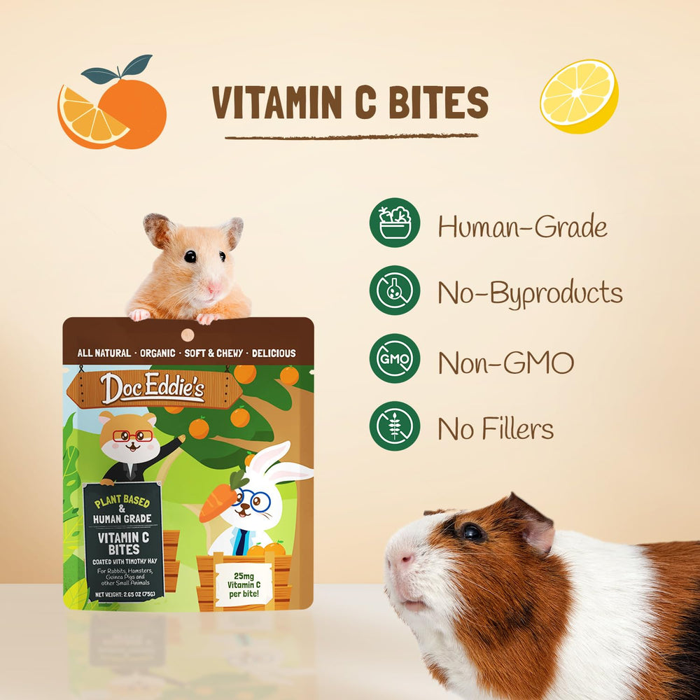 DOC EDDIE'S Vitamin C Bites, textura suave y sabores naturales para roedores.