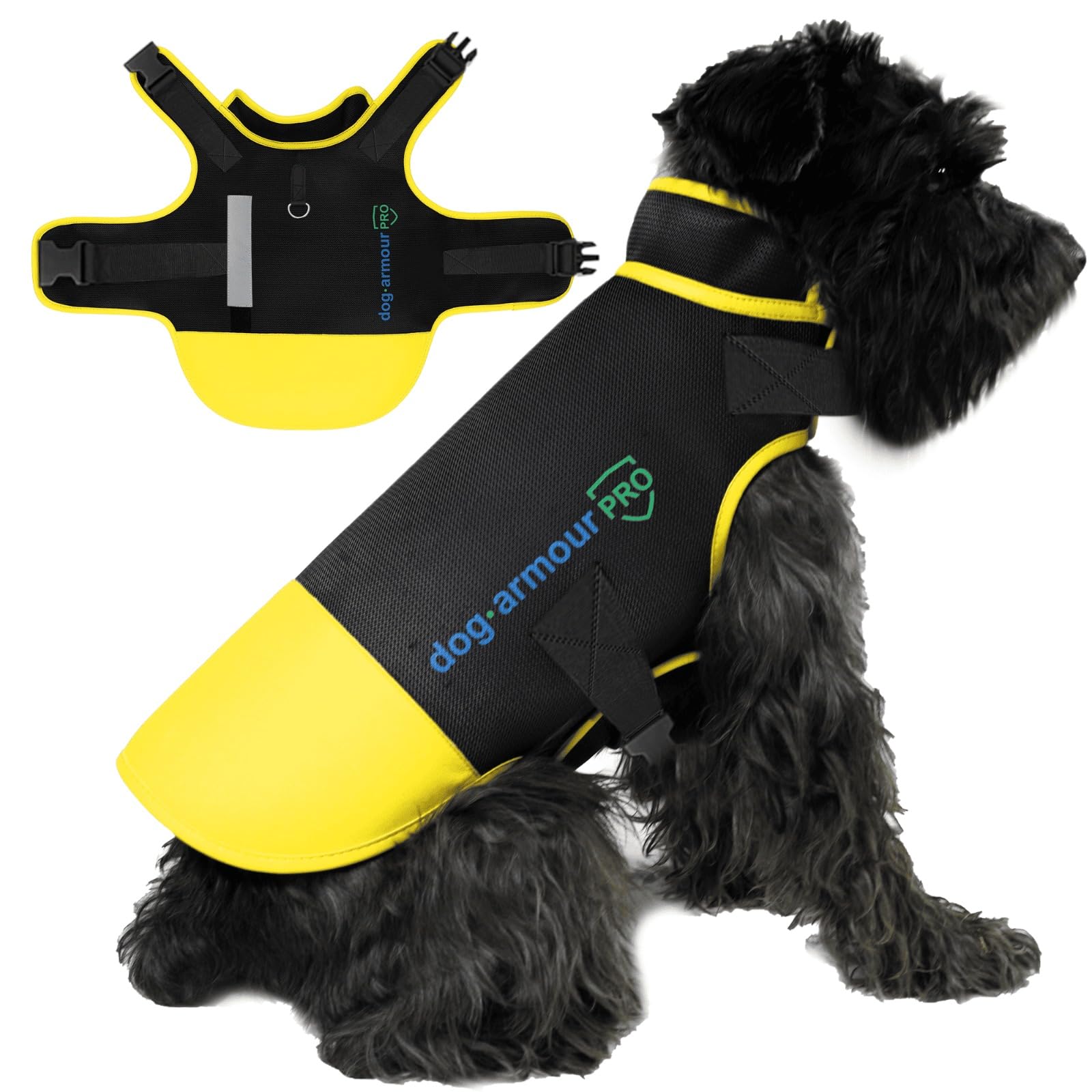 Dog Armour Pro chaleco ajustable para perros, ajuste seguro durante paseos.