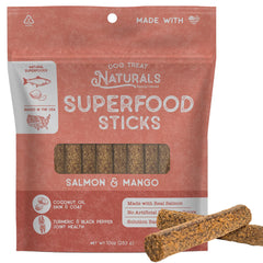 Dog Treat Naturals bâtonnet saumon mangue, récompense idéale pour l'entraînement.