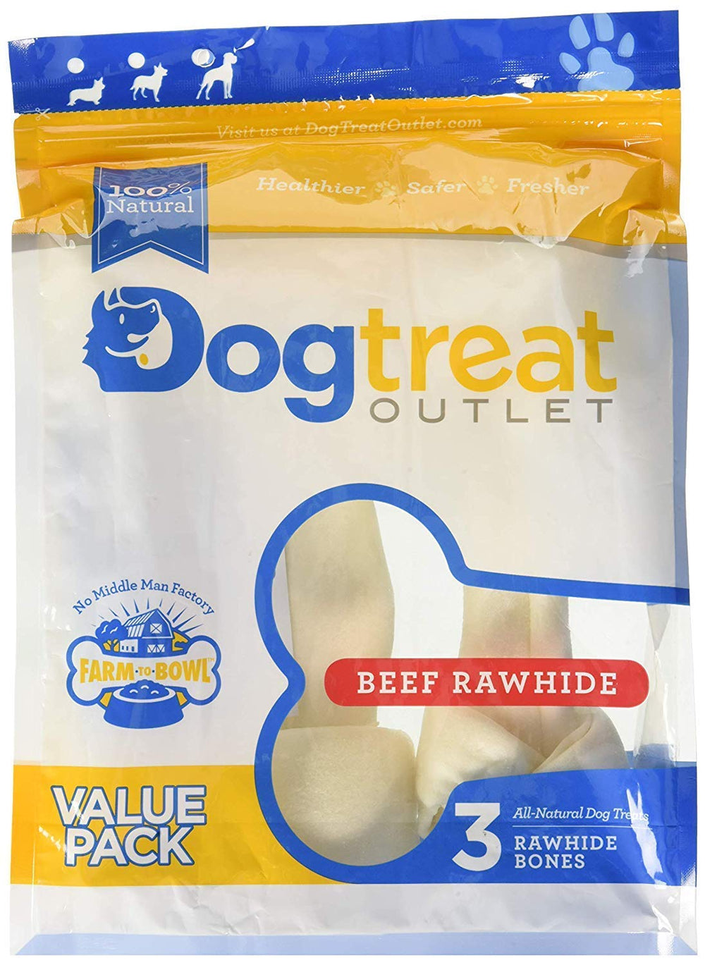 Dog Treat Outlet detalle de textura del hueso crudo mediano para morder