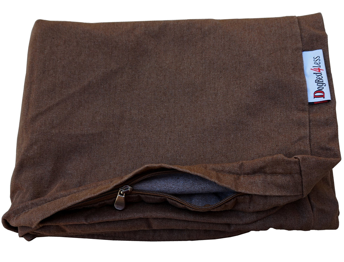 Dogbed4less: cobertura exterior denim marrón para cama de mascota.