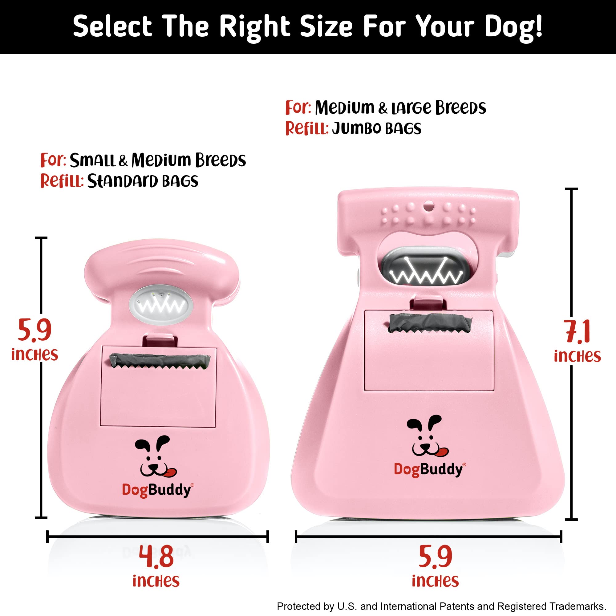 DogBuddy mango extensible rosa, uso ergonómico para perros pequeños o grandes.