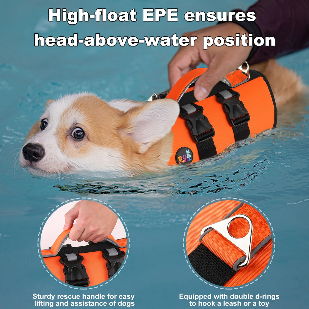 Dogcheer chaleco salvavidas perro asa de rescate superior naranja facilita levantamiento.