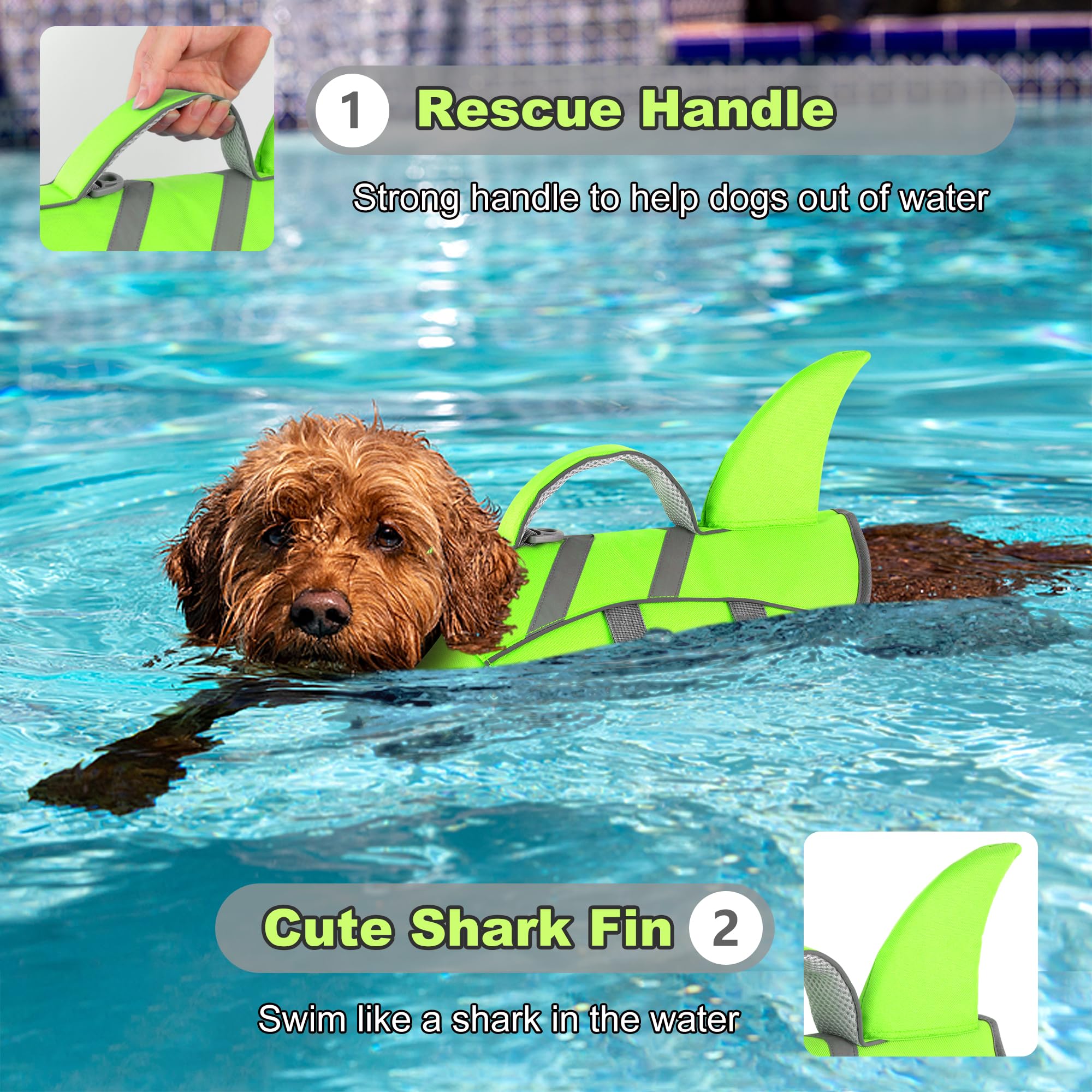 Dogcheer mango de rescate facilita sacar al perro del agua.