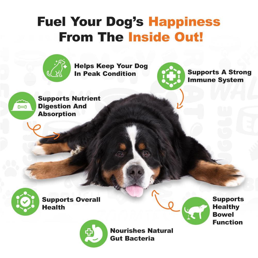 Doggie Dailies Probiotics dosis por tamaño para ajustar la cantidad según el perro.