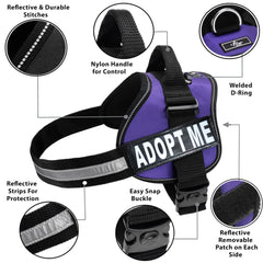 Doggie Stylz adoptame: parches reflectivos removibles para personalizar el arnés.