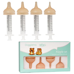 Pezón de silicona Doggiema para cachorros en cuatro tallas, tacto suave y adaptable.