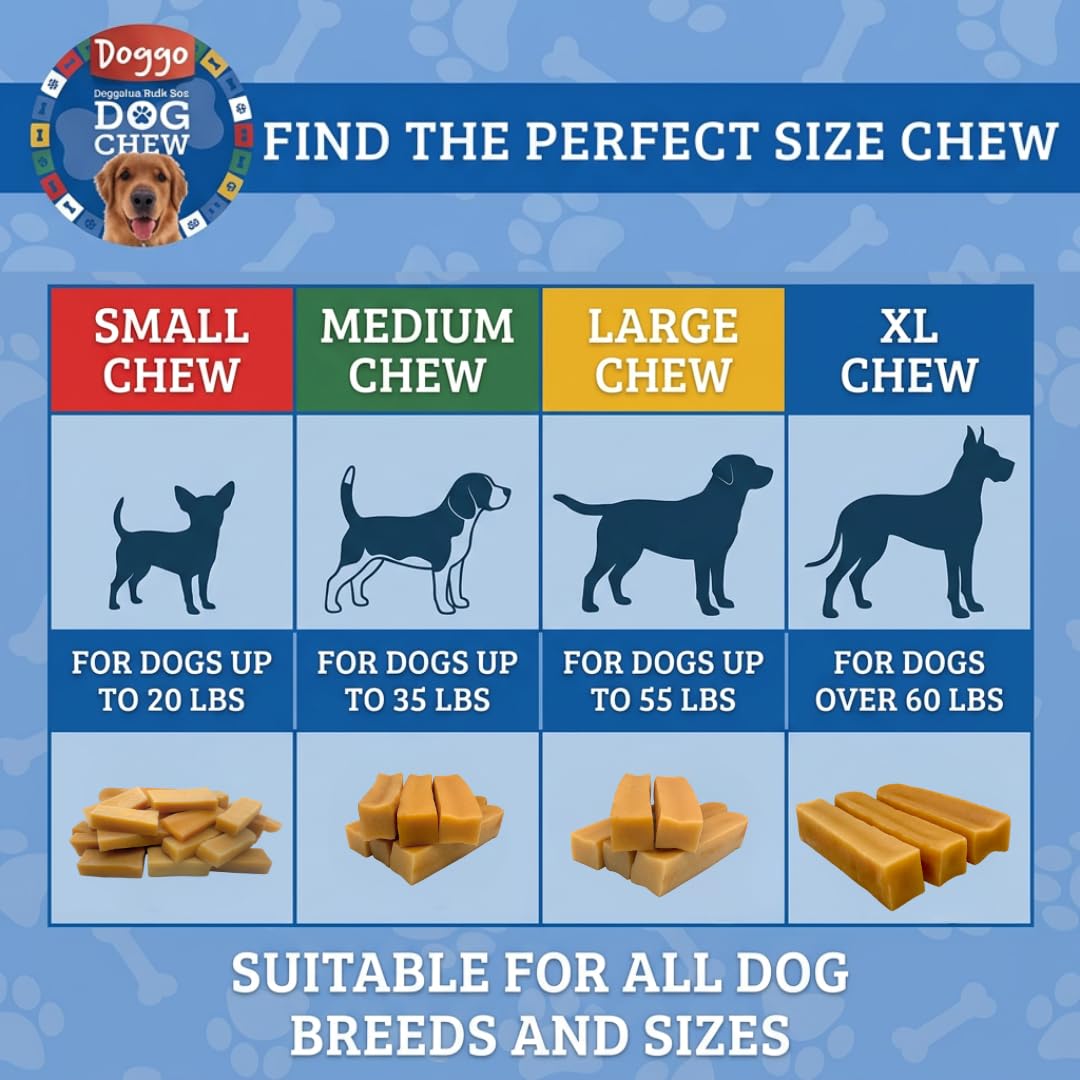 Doggo Dog Chew: tallas para perros grandes y pequeños para masticar a gusto