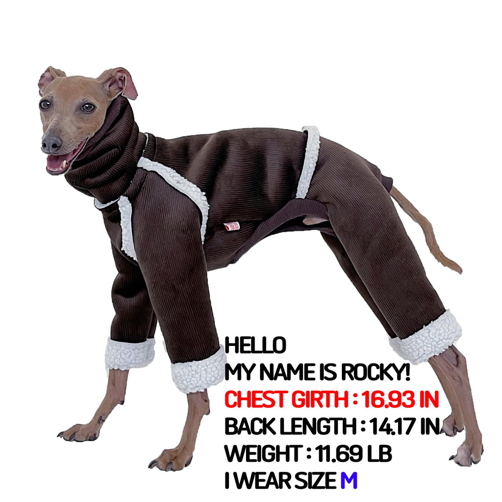 Doggystar abrigo para galgo italiano lateral con cuello alto: diseño cómodo para movilidad.