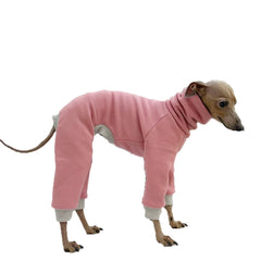 Doggystar mono para galgo italiano con forro felpa rosa, confort cálido.
