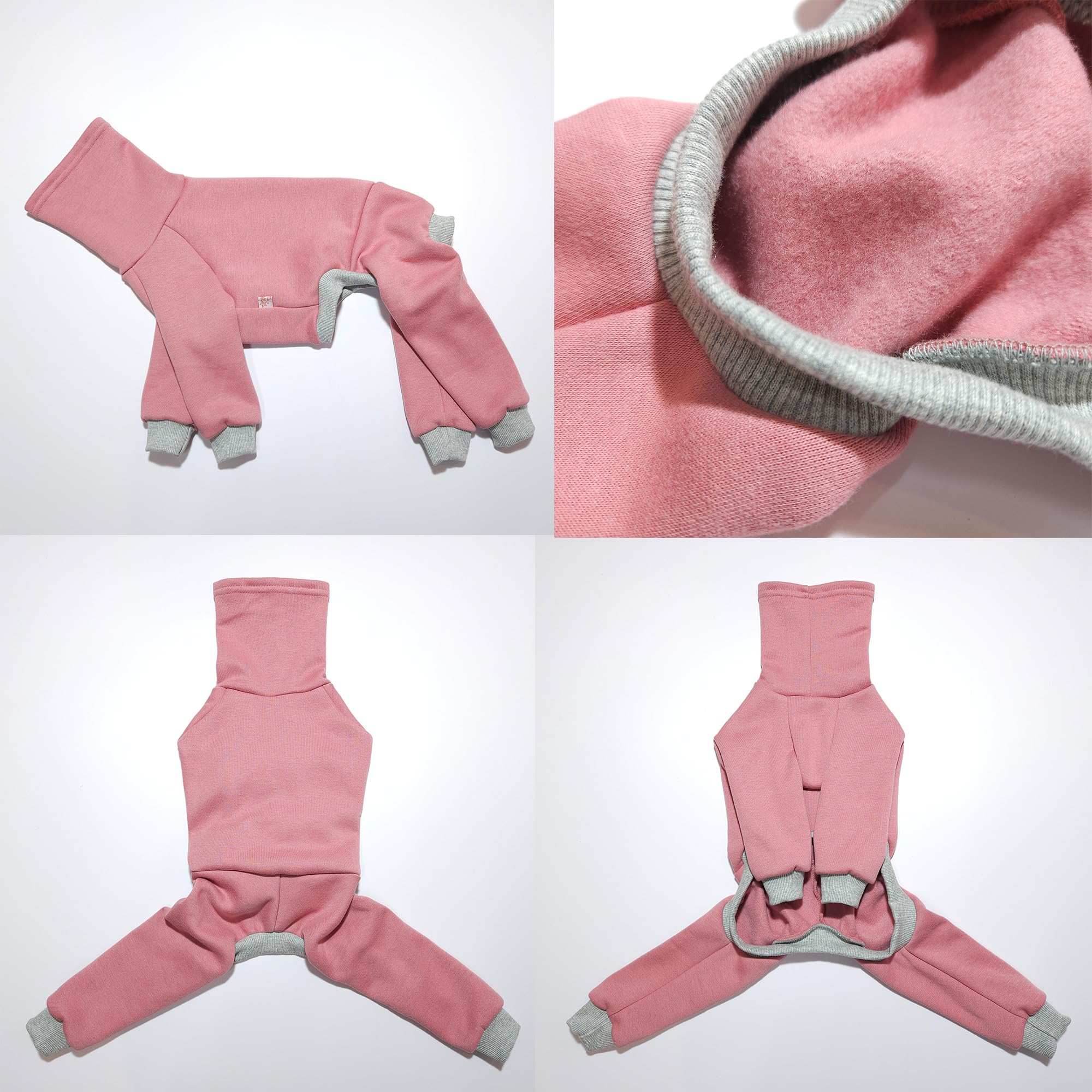 Doggystar mono rosa para galgo italiano, diseño cómodo con mangas largas.