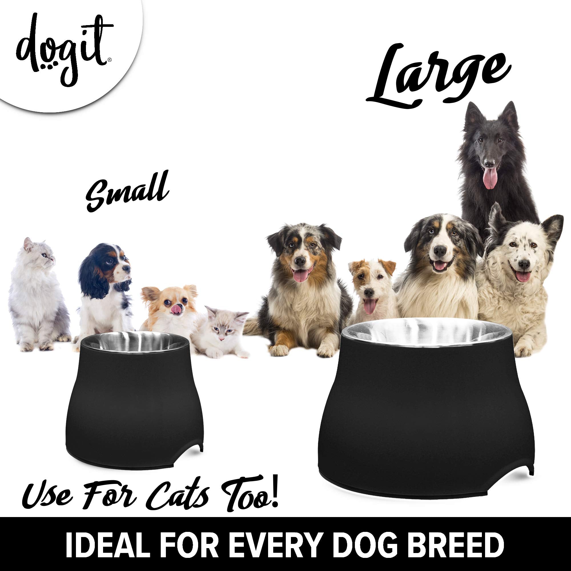 Dogit elevated-dog-bowl disponible en dos tamaños para razas.