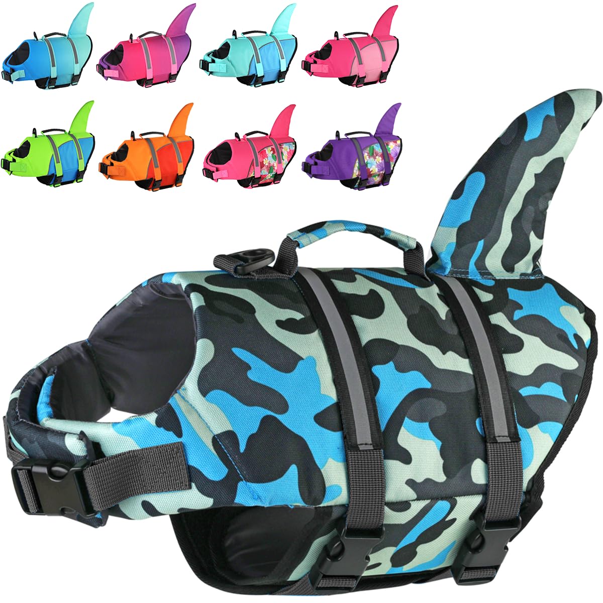 Doglay chaleco perro tiburon frontal, gran flotabilidad para nadar con seguridad