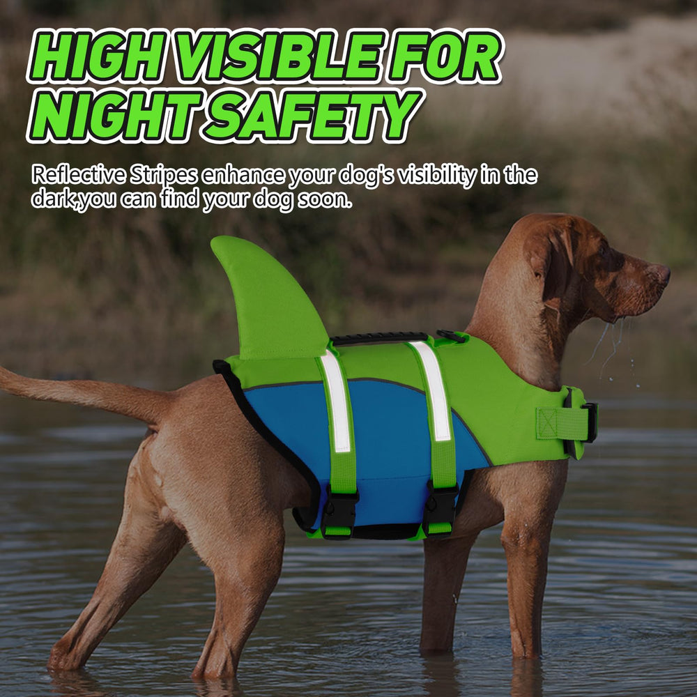 Doglay diseño tiburón, chaleco de agua con asa para rescates.