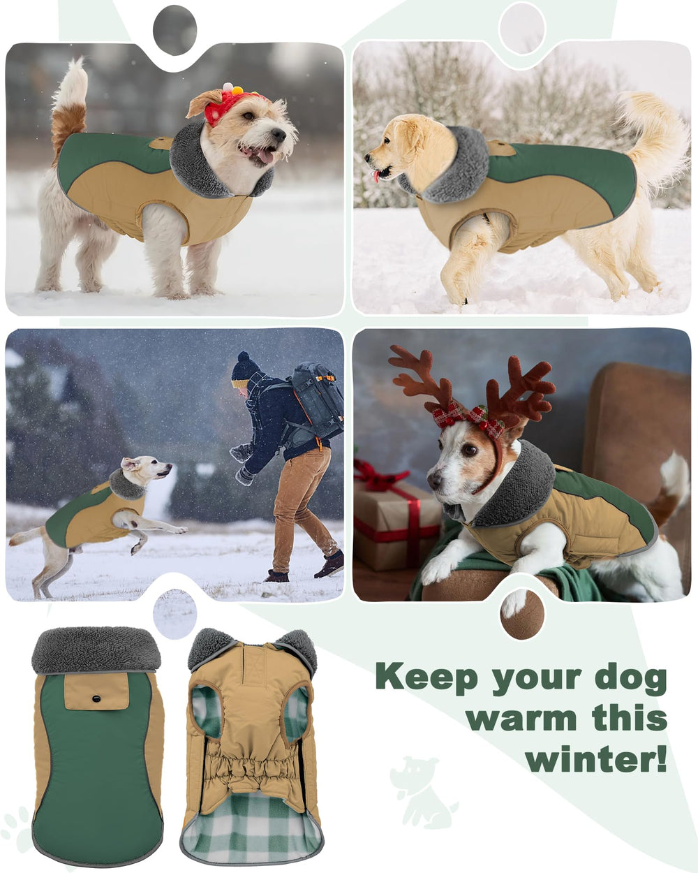 Doglay jaqueta con cuello alto y forro polar ofrece calor suave
