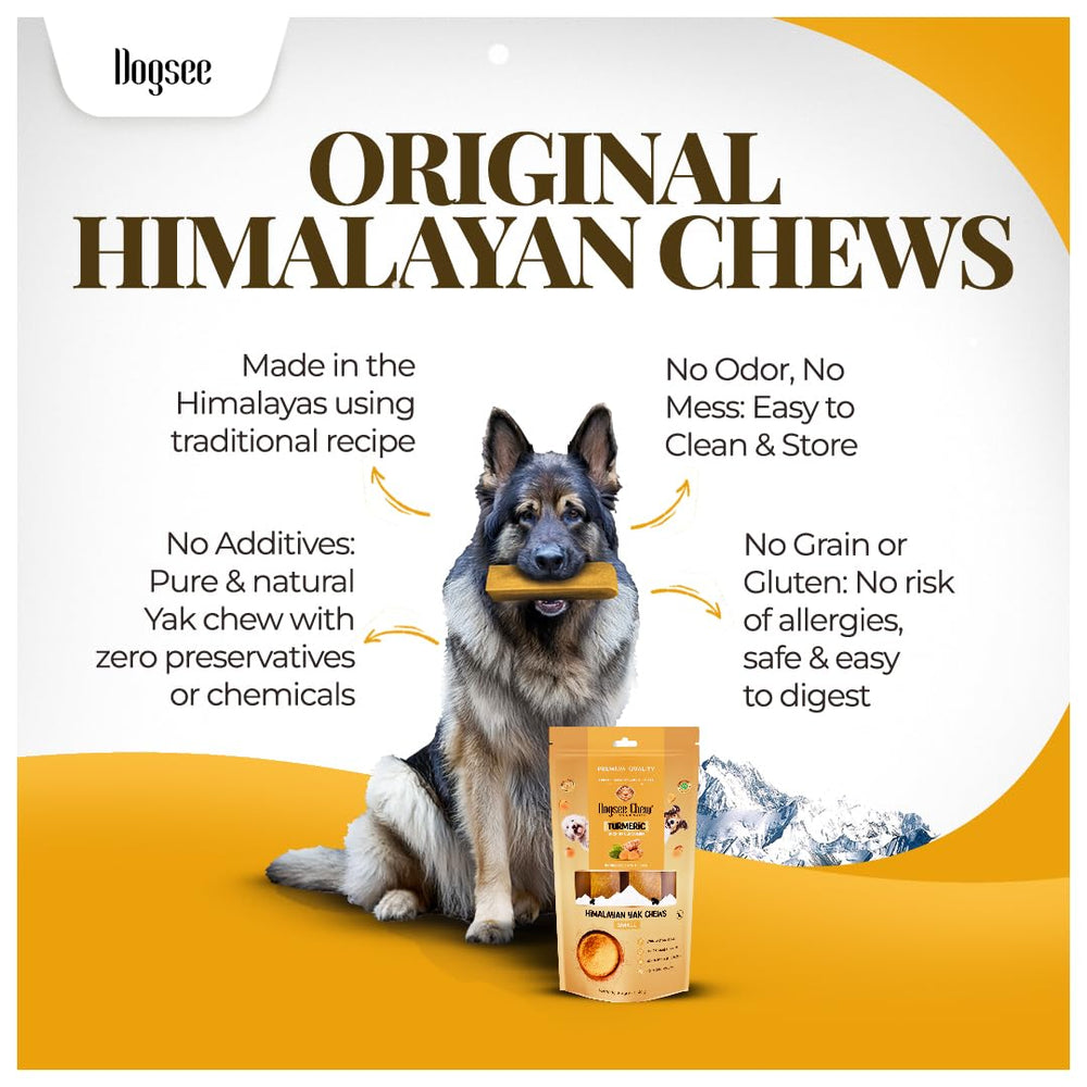 Dogsee Yak Cheese Turmeric, ingredientes naturales para una golosina natural para perros.