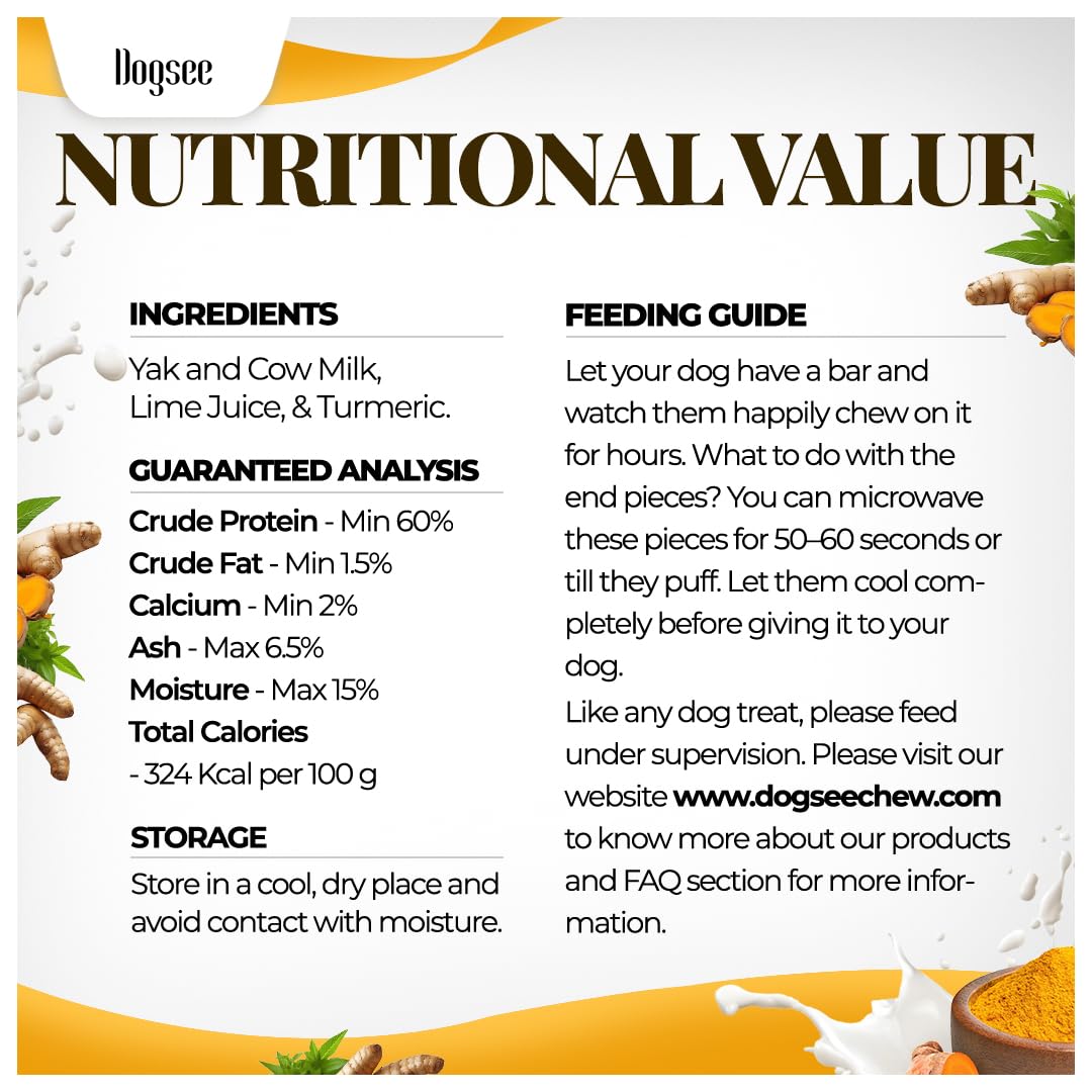 Dogsee Yak Cheese Turmeric, snack sabroso para uso diario de perros grandes.