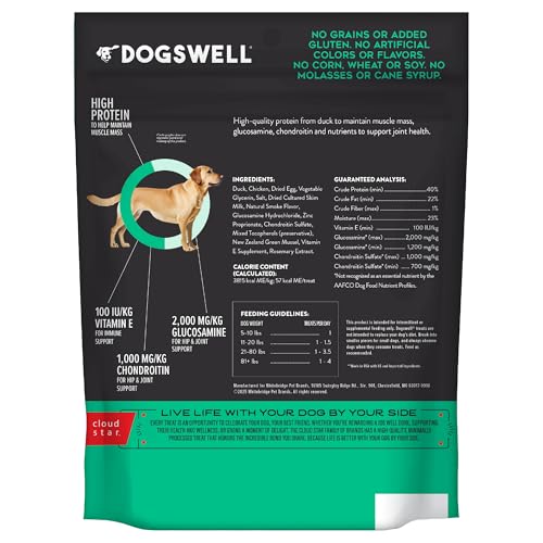 Dogswell Grillers de Pato, sabor ahumado a la parrilla para perros exigentes.