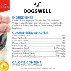 DOGSWELL pechuga de pollo como primer ingrediente, proteína de alta calidad.