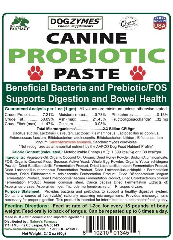 Dogzymes etiqueta práctica: fácil de usar en casa para el cuidado diario de tu perro.