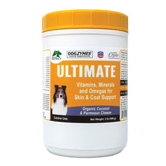 Dogzymes Ultimate piel y pelaje: bote con polvo nutritivo para perros.