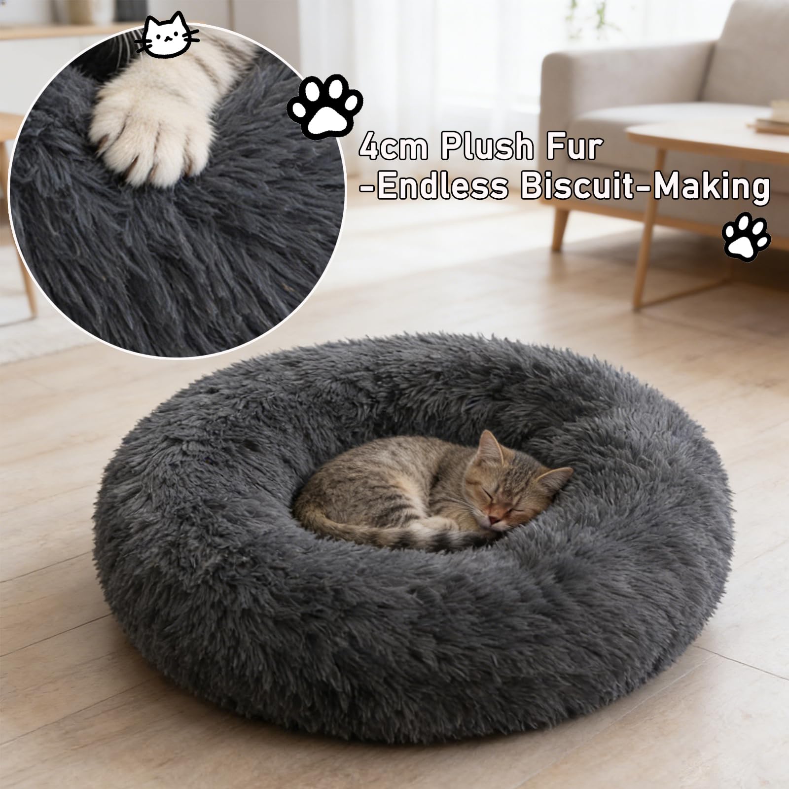 Doimier cama-donut Calma para Perro Mediano: borde elevado para refugio confortable