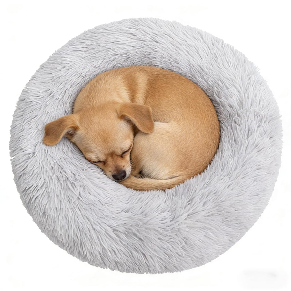 Doimier cama rosquilla suave gris claro de 23 pulgadas, ideal para descanso profundo.