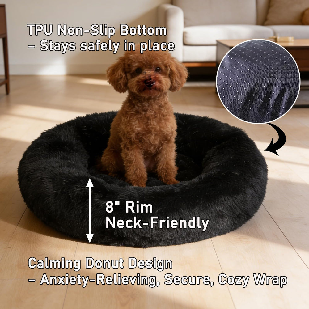 Doimier base antideslizante, cama para mascotas negra, seguridad en suelos