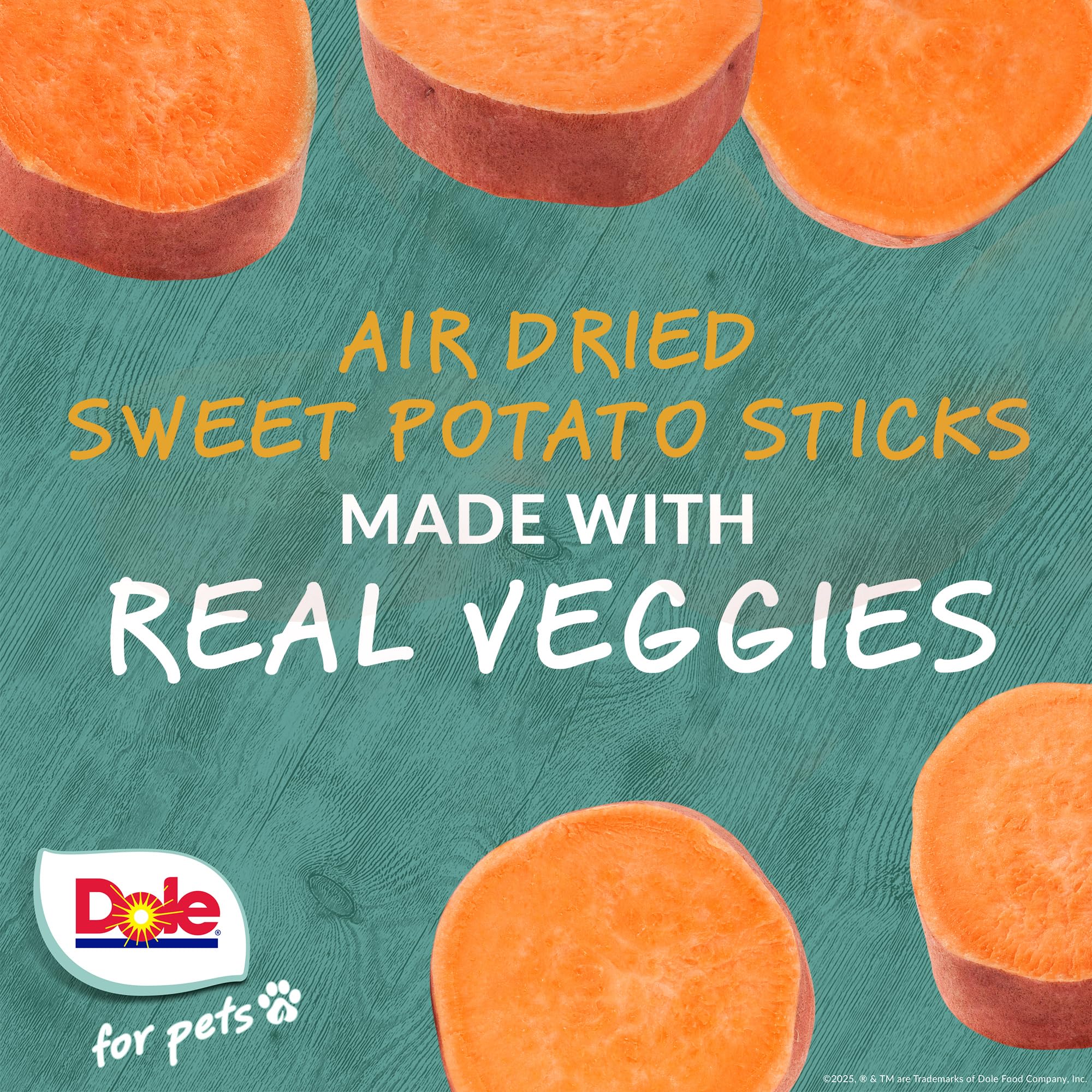 Dole para mascotas: paquete de 6 onzas con batata, snack crujiente y natural.