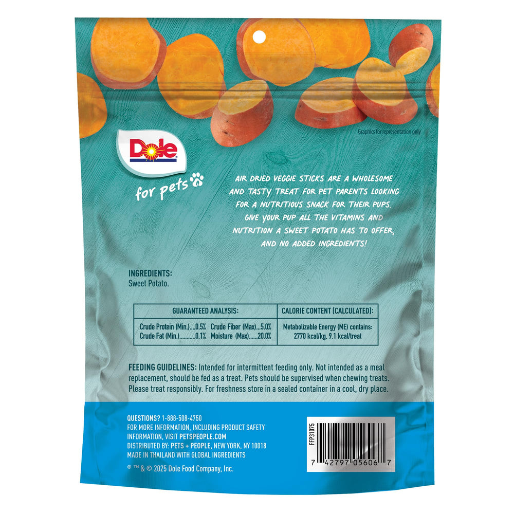 Dole para mascotas: snacks vegetales, base vegetal sin productos animales.