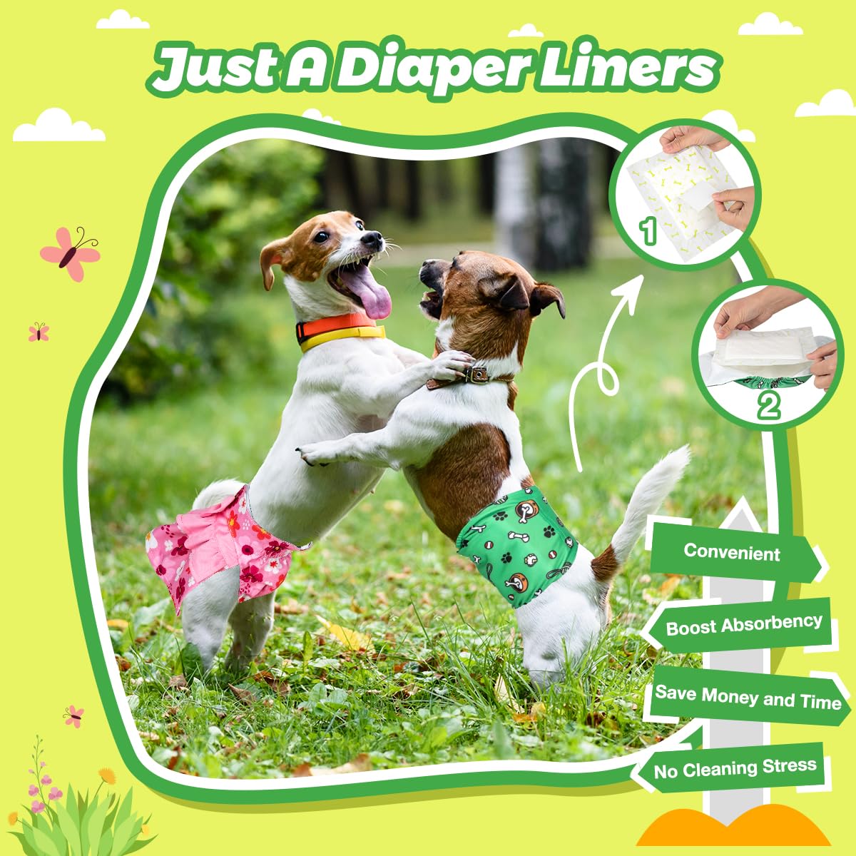 Dono Dog Diaper Liners: ahorro del 65% frente a pañales tradicionales.
