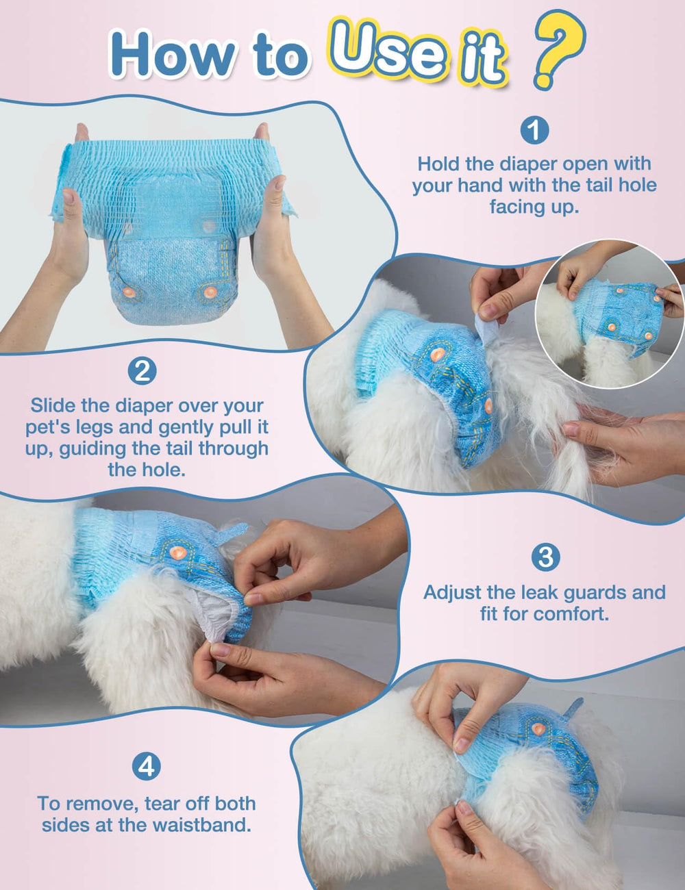 Pañales descartables para uso diario y recuperación del perro.