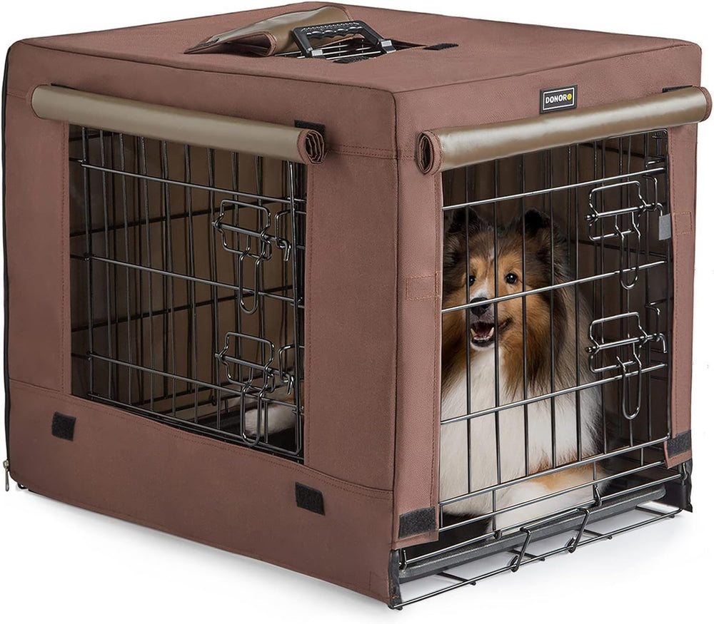 DONORO jaula-perro-pequeno-doble-puerta-frontal: acceso cómodo y buena ventilación