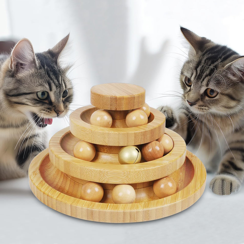 DoogCat torre de bolas tres niveles: estimula curiosidad y ejercicio en gatos.
