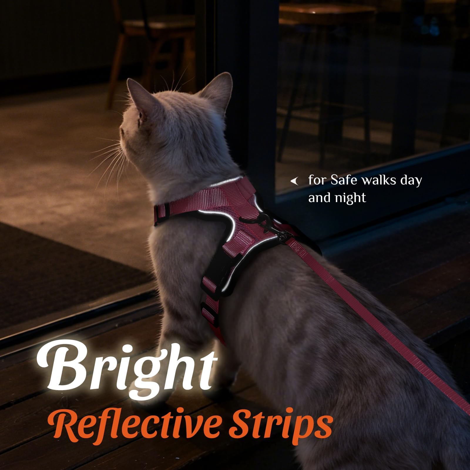 Dooradar arnés para gato ajuste cuello-pecho rosa tamaño S, ajuste personalizado para crecimiento.