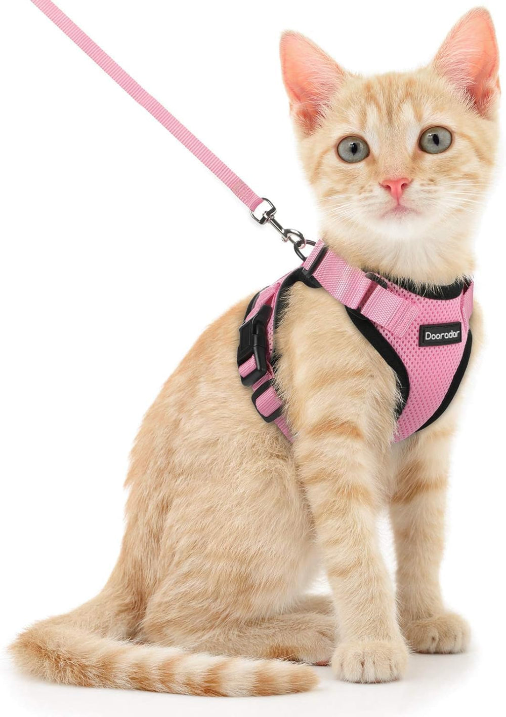 Dooradar arnés para gato rosa tamaño S, cómodo y seguro para paseos diarios.