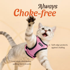 Dooradar correa para gato rosa tamaño S, control suave y estable durante caminatas.