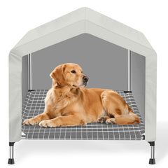 Dopliv casa-perro-elevada exterior: refugio estable para uso al aire libre.