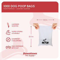 Conjunto de 1000 bolsas con dispensador para paseos de perro
